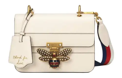 GUCCI Queen Margaret Leather Shoulder Bag, Crossbody Bag Small Women's White