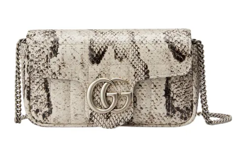 GUCCI GG Marmont Python Skin Crossbody Bag, Shoulder Bag Women's Beige