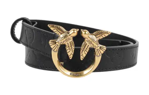 PINKO Pin Buckle Comfortable Metal Logo Leather Belts Women's 2cm