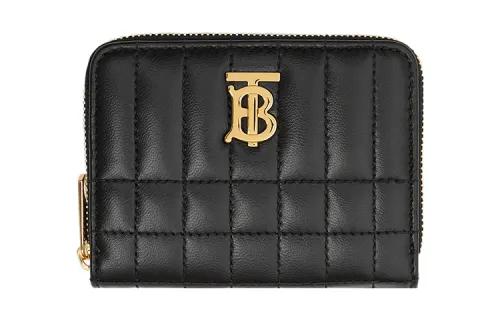 Burberry Quilted Leather Lola Zip Wallet Black /Light Gold
