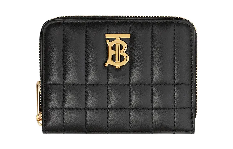Burberry Quilted Leather Lola Zip Wallet Black /Light Gold