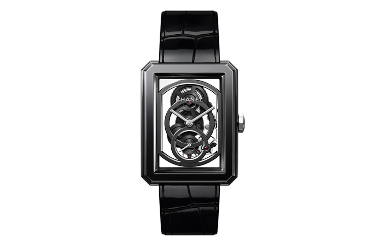 CHANEL BOY FRIEND Wrist Watches Manual Mechanical Movement Crocodile Leather Strap 37*28.6mm Skeleton Dial Women's