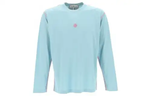 STONE ISLAND T Shirts Men's Light Blue Crew Neck
