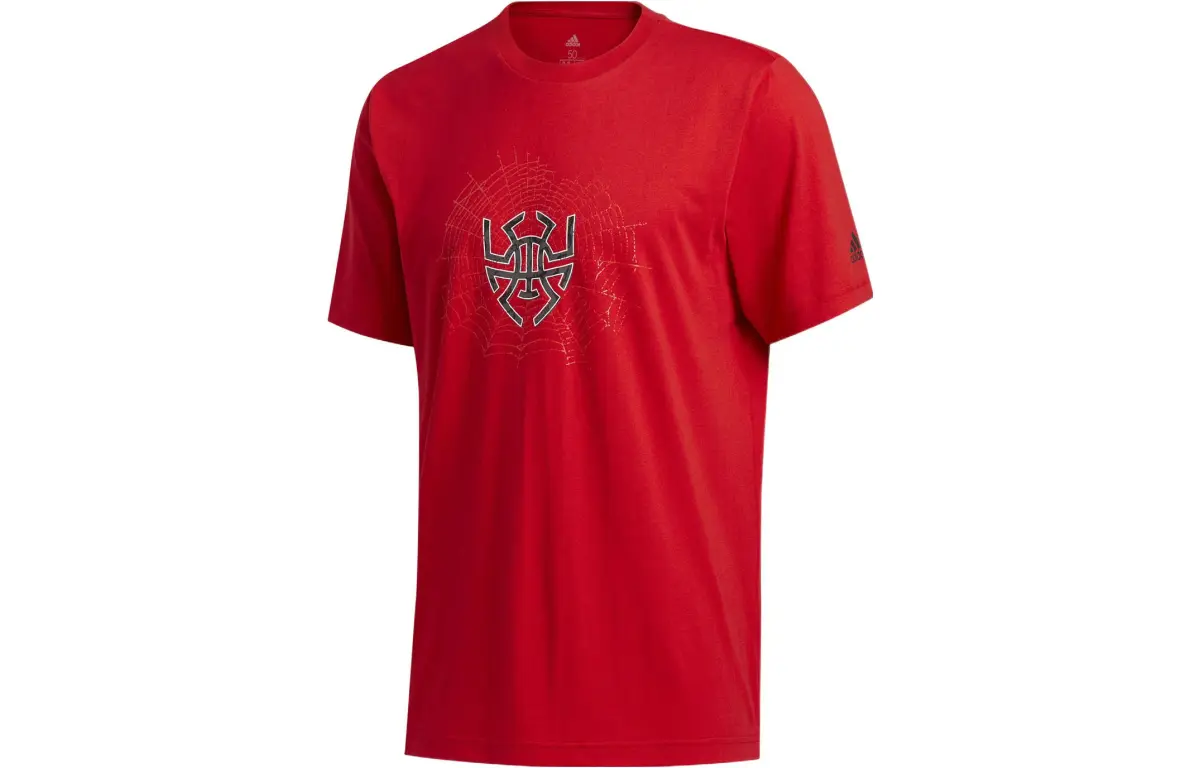 Adidas T-Shirts Men's Red Crew Neck Moderate Straight Fit