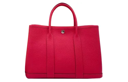 HERMES Garden Party Negonda Calfskin Handbag 30 Women's S3 Rouge De Coeur Heart Red