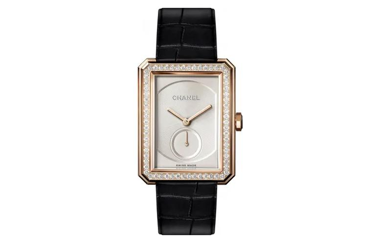 CHANEL BOY FRIEND Wrist Watches Manual Mechanical Movement Crocodile Leather Strap Silver Dial Women's
