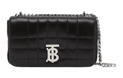 Burberry Quilted Leather Mini Lola Crossbody Bag Black/Silver tone