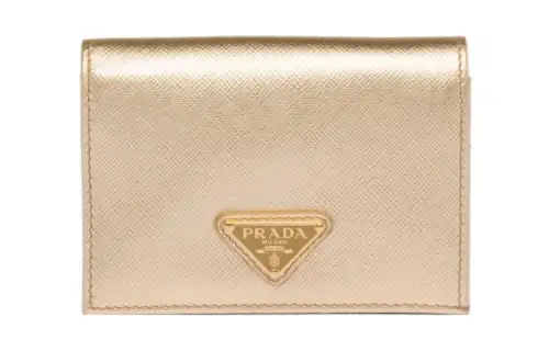PRADA Saffiano Leather Wallet Small Women's Gold