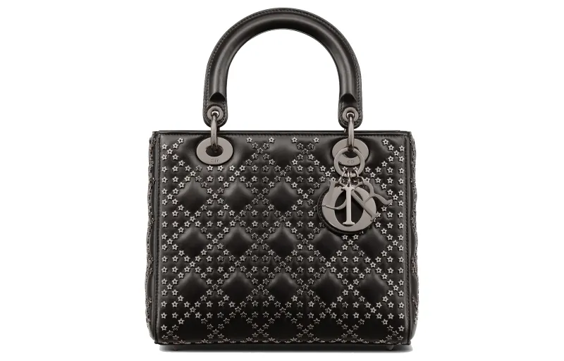 DIOR Lady Dior Lambskin Handbag Shoulder Bag, Crossbody Bag, Handbag Medium Women's Black