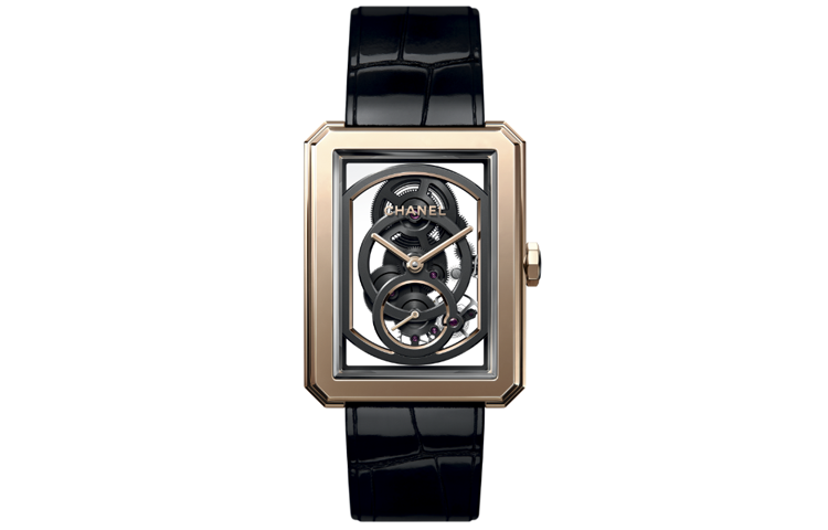 CHANEL BOY FRIEND Wrist Watches Automatic Mechanical Movement Crocodile Leather Strap 37mm Skeleton Dial Women's
