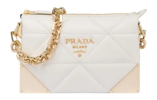 PRADA Nappa Leather Portable Crossbody Bag, Shoulder Bag Women's White