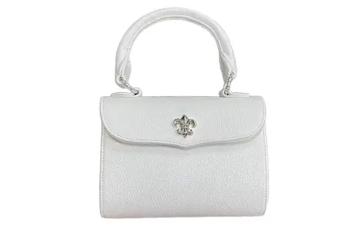 Chrome Hearts Litchi Grain Leather Flap Bag Handbag Women's White