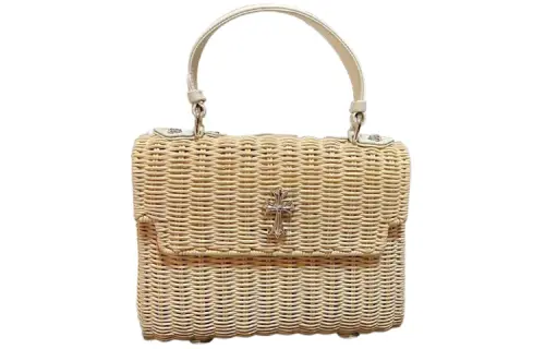Chrome Hearts Wicker Shoulder Bag, Crossbody Bag, Handbag Women's White