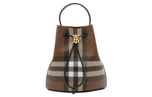 Burberry Leather Bucket Bag, Handbag, Shoulder Bag, Crossbody Bag Small Women's Dark Birch Brown