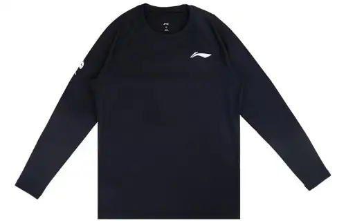 Li Ning T Shirts Men's Black Crew Neck Moderate Straight Fit