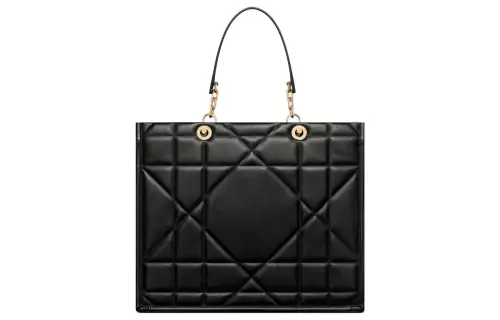 DIOR Calfskin Tote Bag, Shopping Bag, Shoulder Bag, Handbag Large Women's Black
