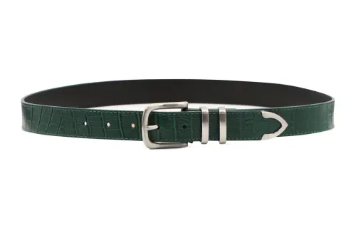 Stussy Leather Belts Men's Green Width 3cm