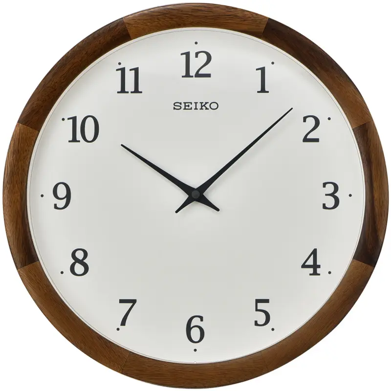 SEIKO Seiko solid wood shell fashion art simple new Chinese style silent home clock quartz movement wall clock same style for men and women gray QXA763B