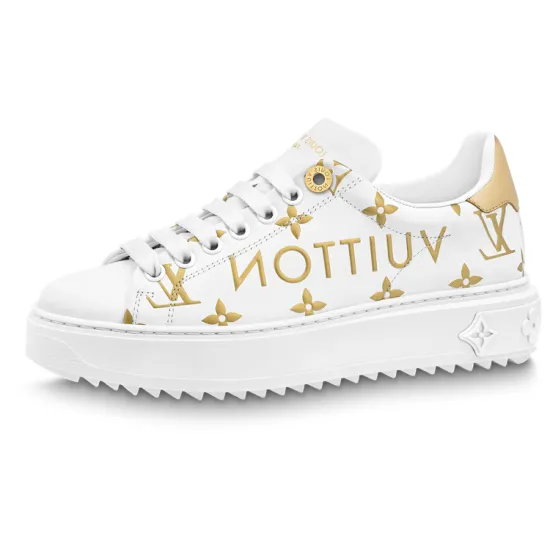 LOUIS VUITTON Time Out Sneakers 'White With Gold Monogram' Women's