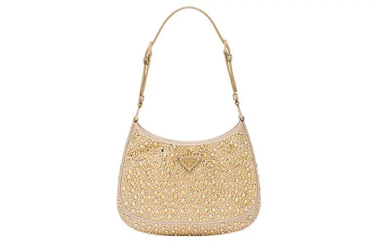 PRADA Cleo Fabric Shoulder Bag, Handbag, Shoulder Bag Women's Gold