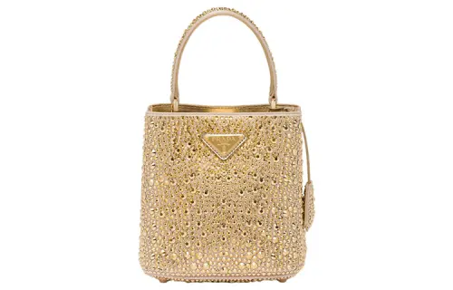 PRADA Panier Fabric Bucket Bag, Tote Bag, Shopping Bag, Shoulder Bag, Crossbody Bag, Handbag Women's Gold