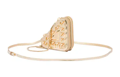 PRADA Leather One Shoulder Crossbody Clutch Mini Women's Gold