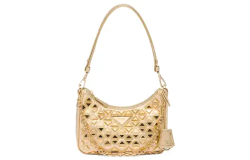 PRADA Nappa Leather Handbag, Shoulder Bag Mini Women's Gold
