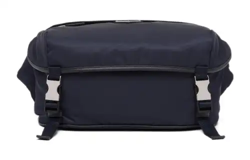 PRADA Re NylonSaffiano Recycled Nylon Fabric With Leather Crossbody Bag, Shoulder Bag Men's Marine Blue