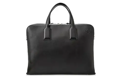 LOEWE Goya Grain Calfskin Briefcase, Handbag Men's Black