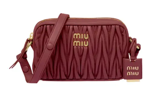 MIU MIU Nappa Leather Shoulder Bag, Crossbody Bag Women's Burgundy