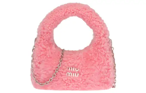 MIU MIU Shearling Hobo Bag, Shoulder Bag, Crossbody Bag, Handbag Women's Pink