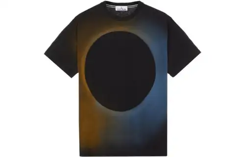 STONE ISLAND T Shirts Men's Black Crew Neck Moderate Straight Fit