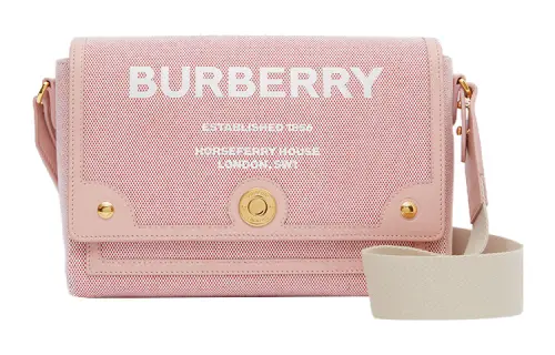 Burberry Note Leather Messenger Bag, Shoulder Bag, Crossbody Bag Regular Women's Bright Red/Dark Pink