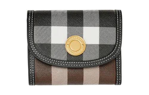 Burberry Calfskin Decoration Wallet Small Women's Dark Birch Brown