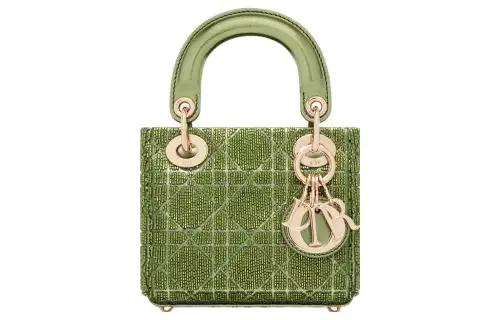 DIOR Lady Dior Sheepskin Handbag Shoulder Bag, Crossbody Bag, Handbag Extra Mini Women's Gray Green