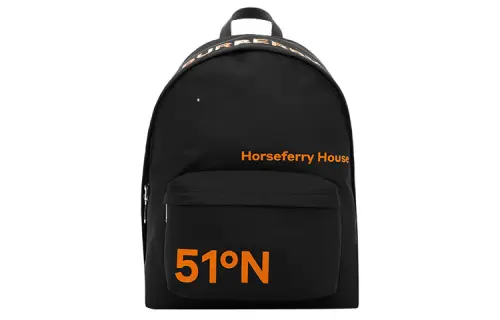 Burberry Polyamide Backpack Men's Black/Orange