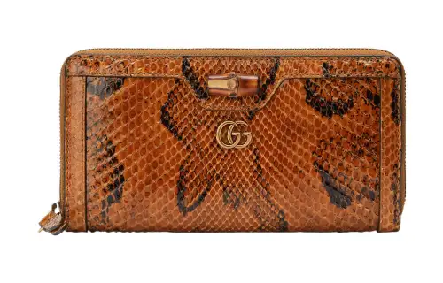 GUCCI Diana Python Skin Wallet Women's Brown