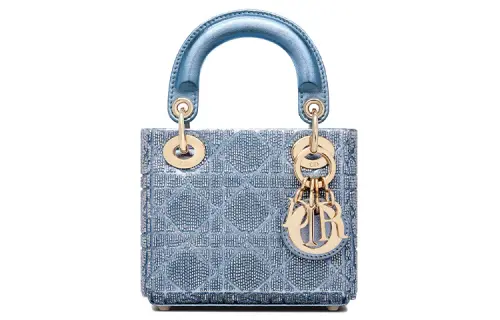 DIOR Lady Dior Sheepskin Handbag Shoulder Bag, Crossbody Bag, Handbag Extra Mini Women's Sky Blue