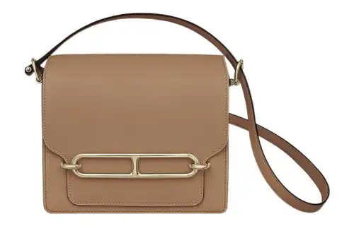 HERMES Roulis Swift Leather Crossbody Bag, Shoulder Bag Mini Women's 0M Chai Milk Tea
