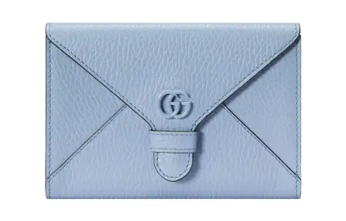 GUCCI GG Marmont Leather Wallet, Card Holder Women's Light Blue