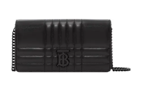 Burberry Lola Bag Lambskin With Leather Shoulder Bag, Crossbody Bag, Wallet Women's Black