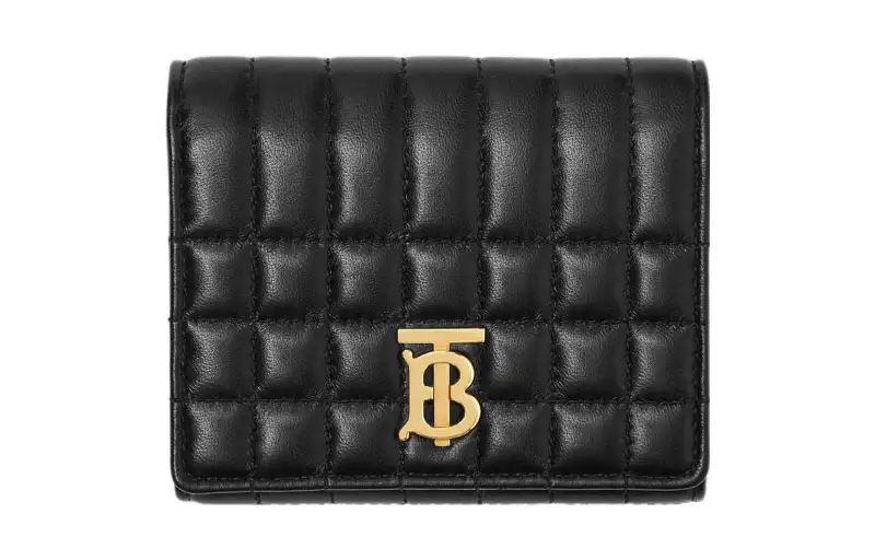 Burberry Quilted Leather Small Lola Folding Wallet Black /Light Gold