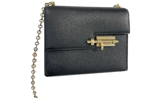 HERMES Verrou Light Gold Buckle Mysore Goat Skin Verrou Bag, Shoulder Bag, Crossbody Bag Mini Women's Noir Black
