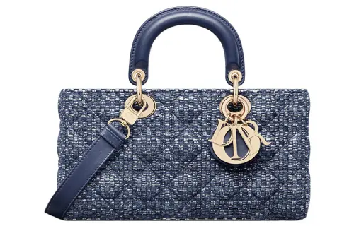 DIOR Lady D JOY Canvas With Leather Handbag Canvas Bag, Shoulder Bag, Crossbody Bag, Handbag Women's Blue