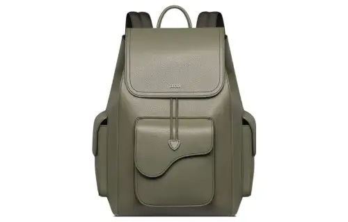 DIOR Saddle Grained Calfskin Saddle Bag Backpack Men's Olive