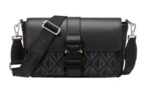 DIOR Hit The Road Canvas With Smooth Cow Leather Crossbody Bag, Shoulder Bag Men's Black