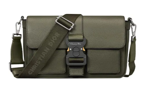 DIOR Hit The Road Grained Calfskin Crossbody Bag, Shoulder Bag Men's Olive