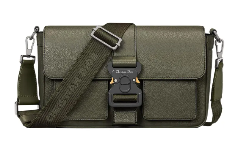 DIOR Hit The Road Grained Calfskin Crossbody Bag, Shoulder Bag Men's Olive