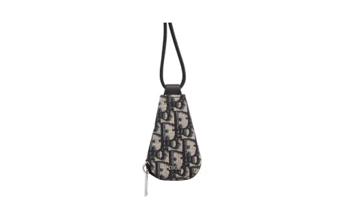 DIOR Leather Shoulder Bag, Crossbody Bag Key Pouch Men's Beige/Black