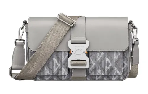 DIOR Hit The Road Canvas With Smooth Cow Leather Crossbody Bag, Shoulder Bag Men's Dior Gray